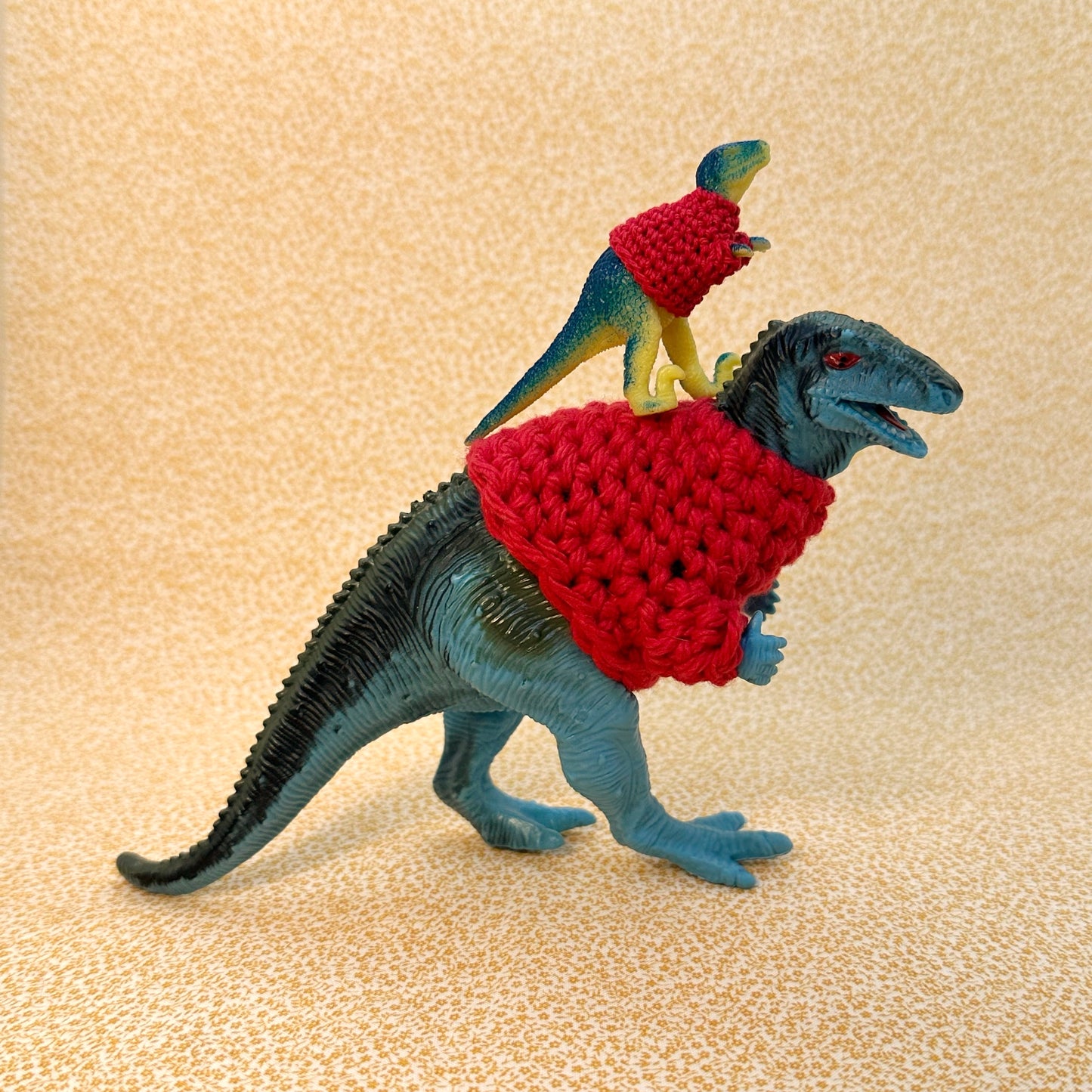 Blue Dinosaur "Sweater Friend" Figurine - Big and small versions! - Buy both and get $6 off