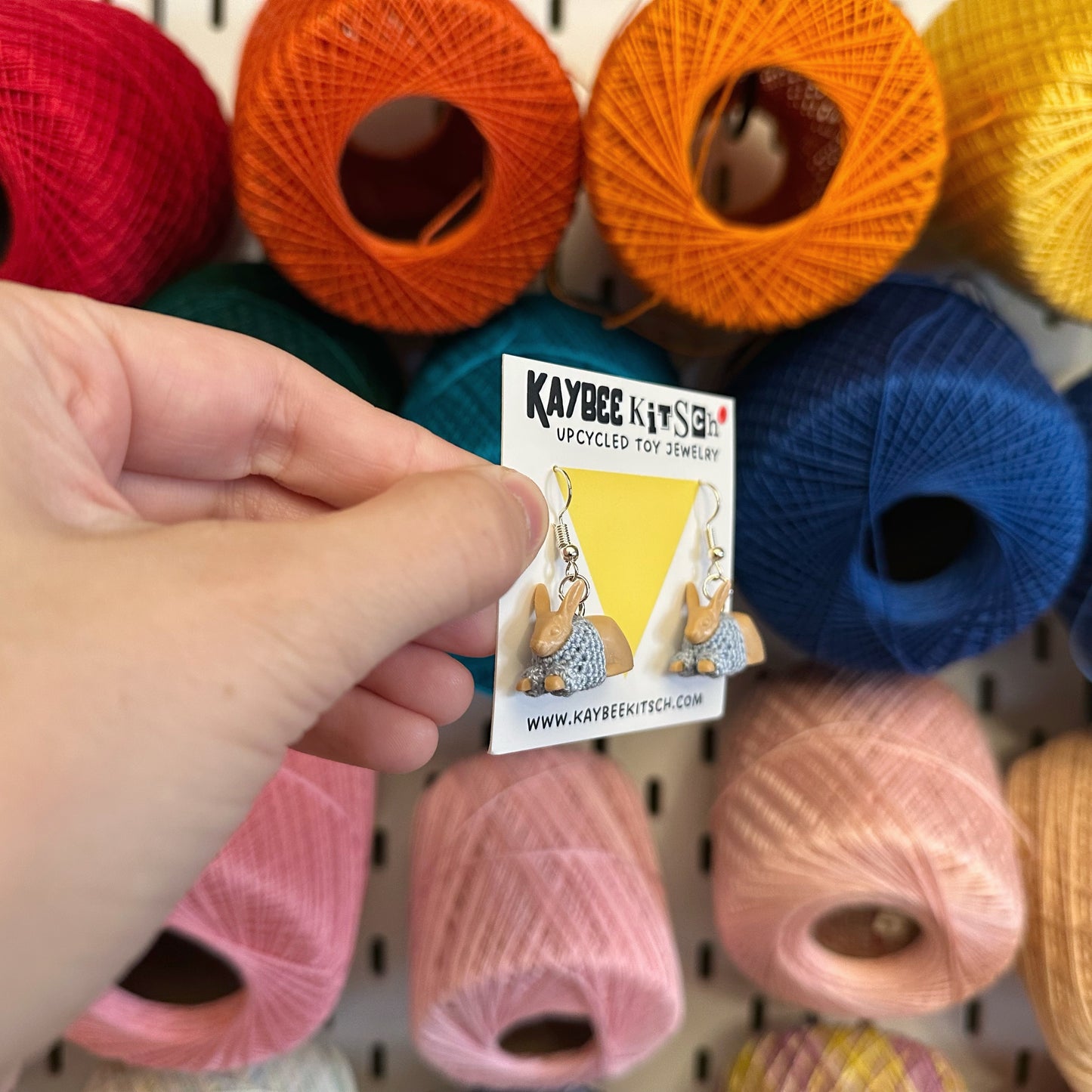 Bunny Small "Sweater Friend" Earrings - sky blue sweaters