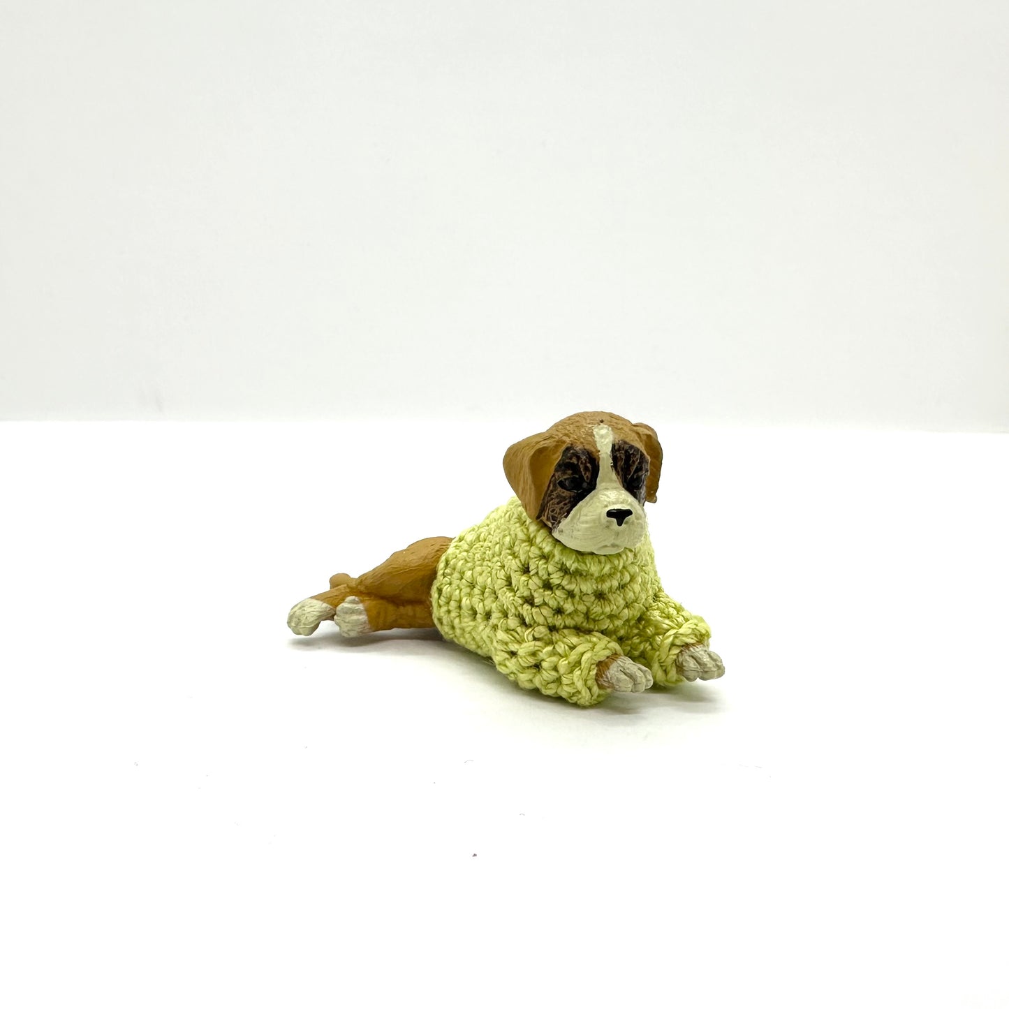 Boxer Puppy "Sweater Friend" Figurine - Light Green Sweater