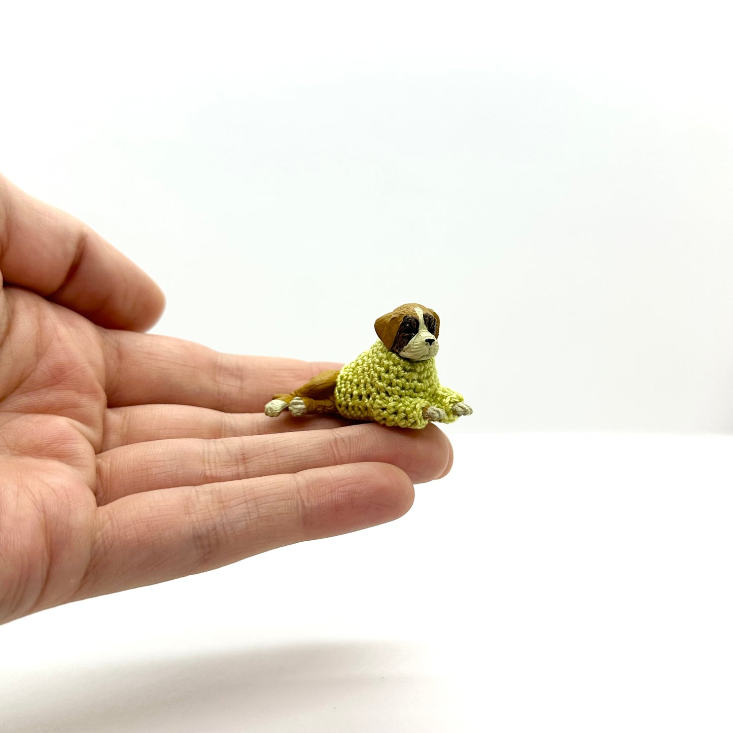 Boxer Puppy "Sweater Friend" Figurine - Light Green Sweater