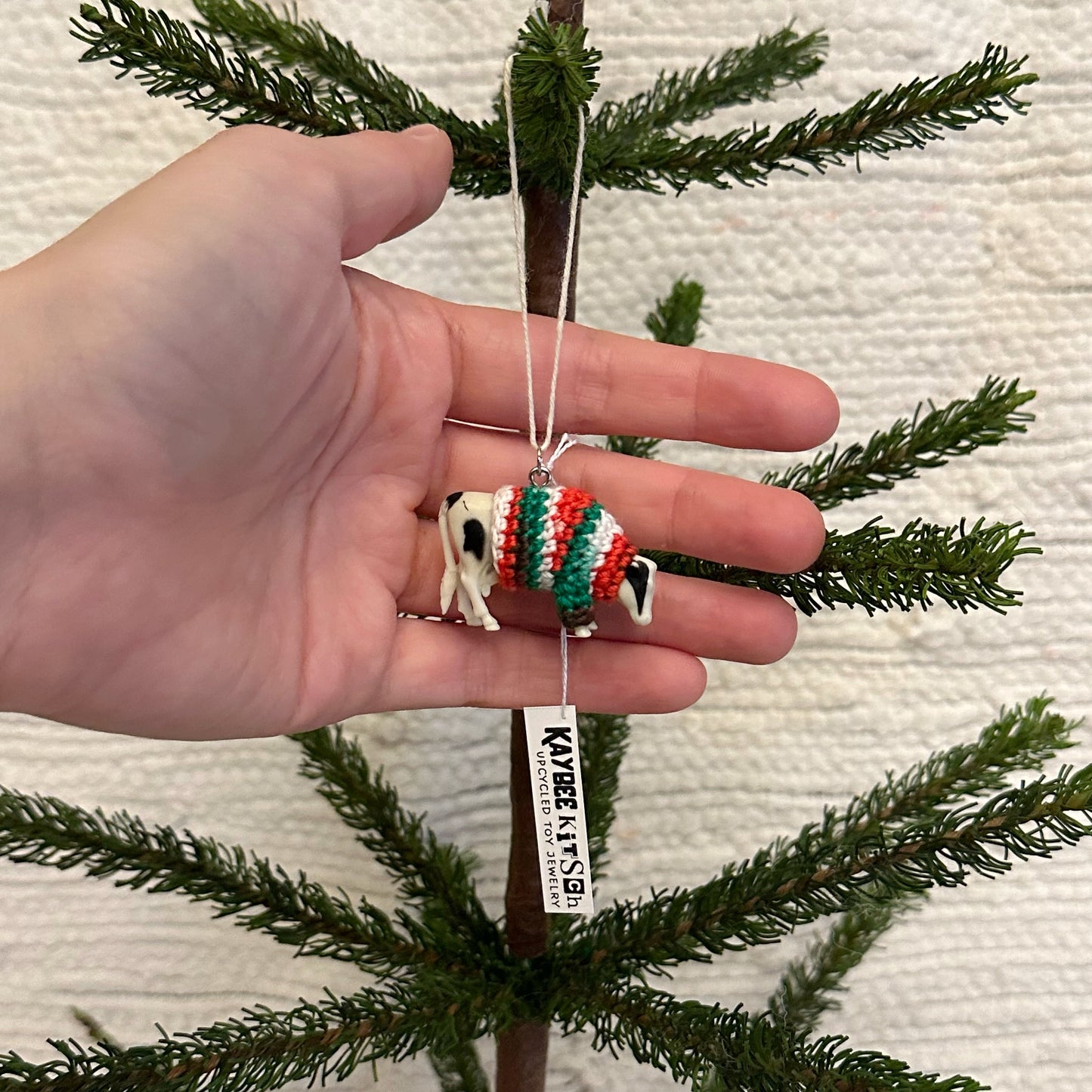 Holstein Cow "Sweater Friend" Ornament - Xmas sweater