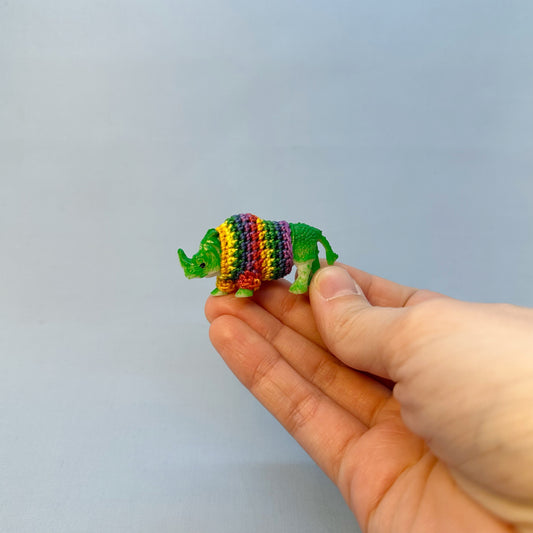 Rhino "Sweater Friend" Figurine - Rainbow Sweater