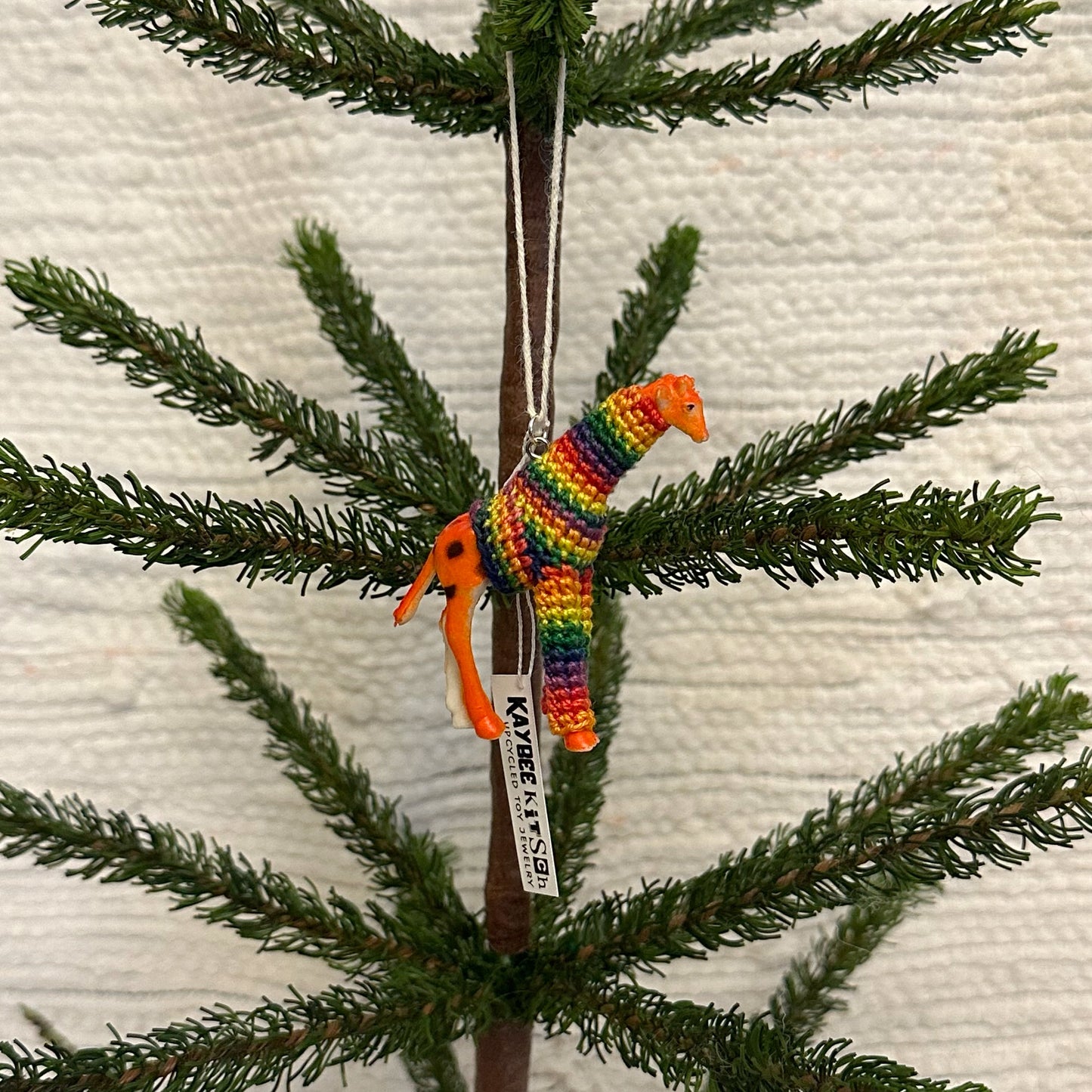 Giraffe "Sweater Friend" Ornament - rainbow sweater