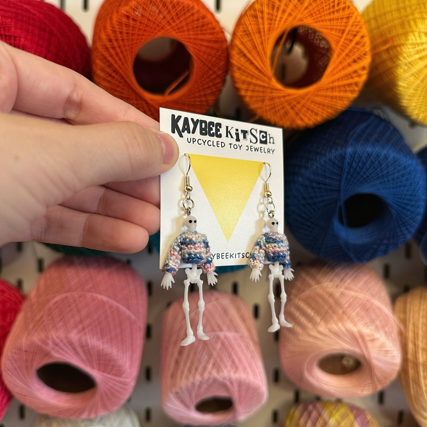 Skeleton “Sweater Friend” Earrings - trans sweaters