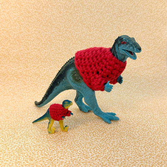 Blue Dinosaur "Sweater Friend" Figurine - Big and small versions! - Buy both and get $6 off