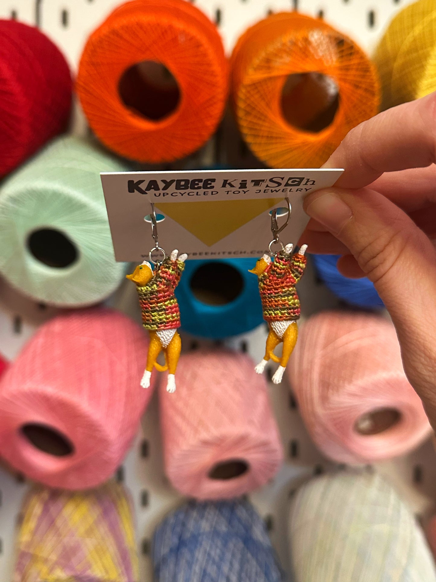 Orange and White Cat "Sweater Friend" Earrings