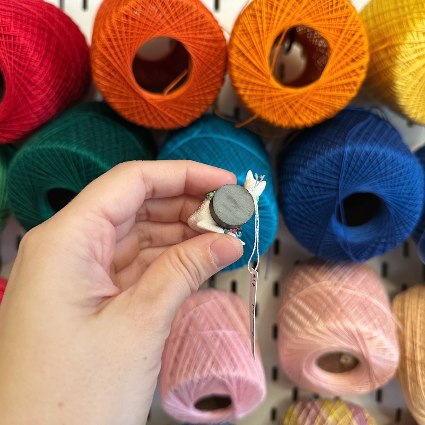 White/Brown “Sweater Friend” Cat Magnet - blacklight sweater
