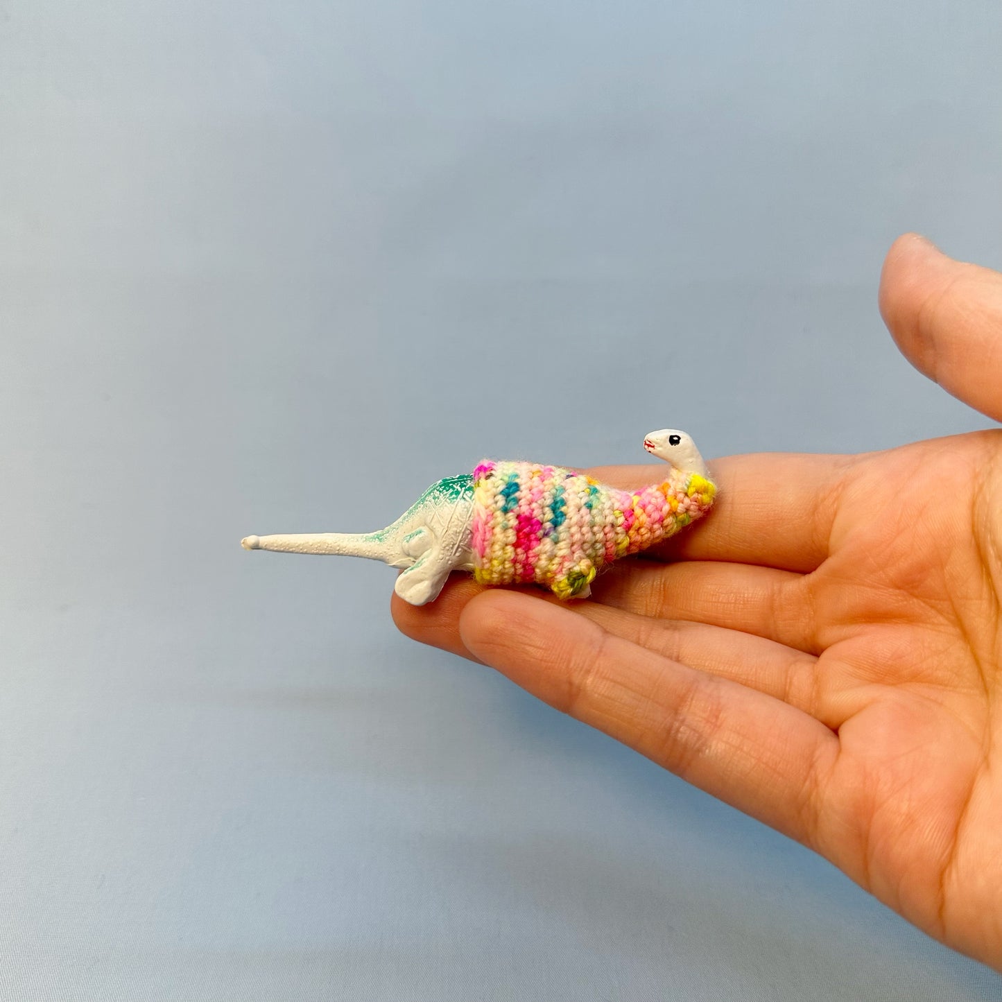 Long Neck Dinosaur "Sweater Friend" Figurine - Neon Sweater