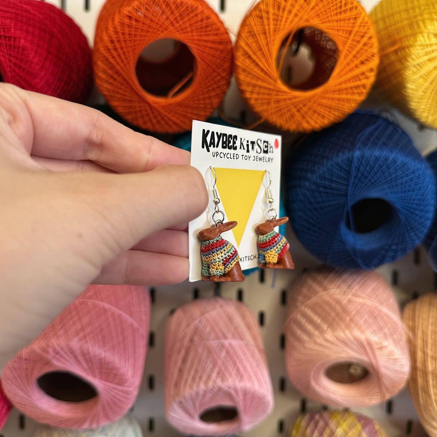 Bunny Small "Sweater Friend" Earrings - rainbow sweaters