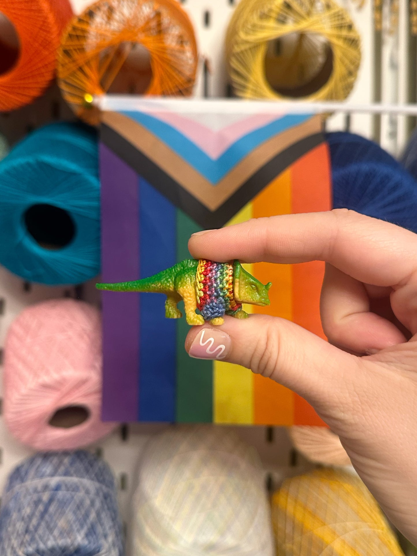Pride Flag Dinosaur Figurines - Rainbow/Lesbian/Bisexual/Asexual/AroAce/Transgender/Non-Binary - upgrade into a key chain, car ornament, or magnet!