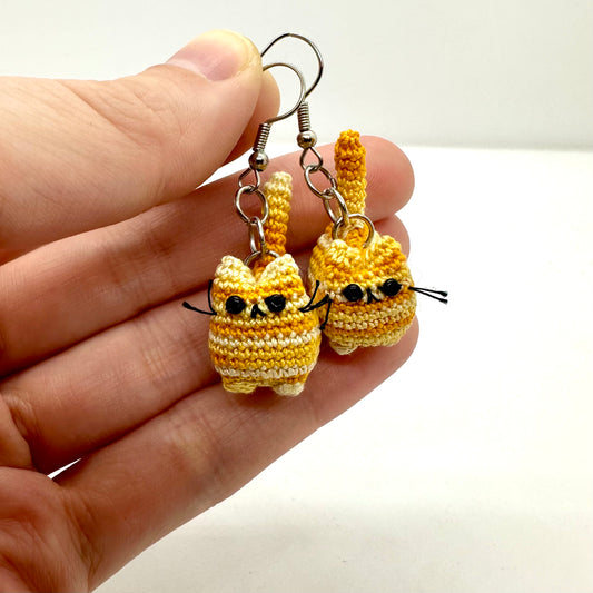 PRE-ORDER: Mini Anti-T!tty Kitty - Yellow Cat Earrings