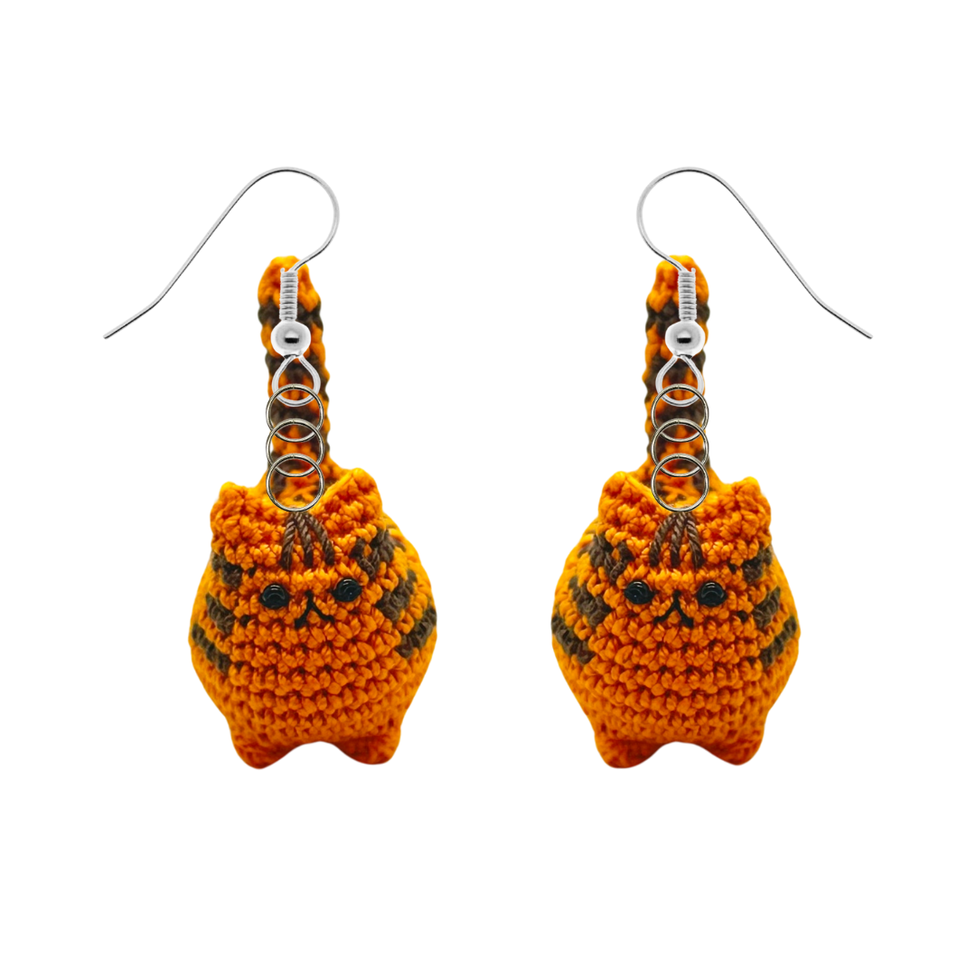 MADE TO ORDER: Itty Bitty Kitty Earrings - Orange Tabby