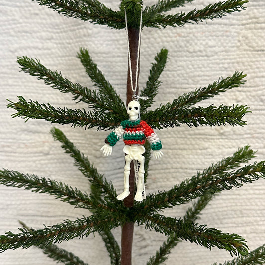 Skeleton "Sweater Friend" Ornament - Xmas sweater