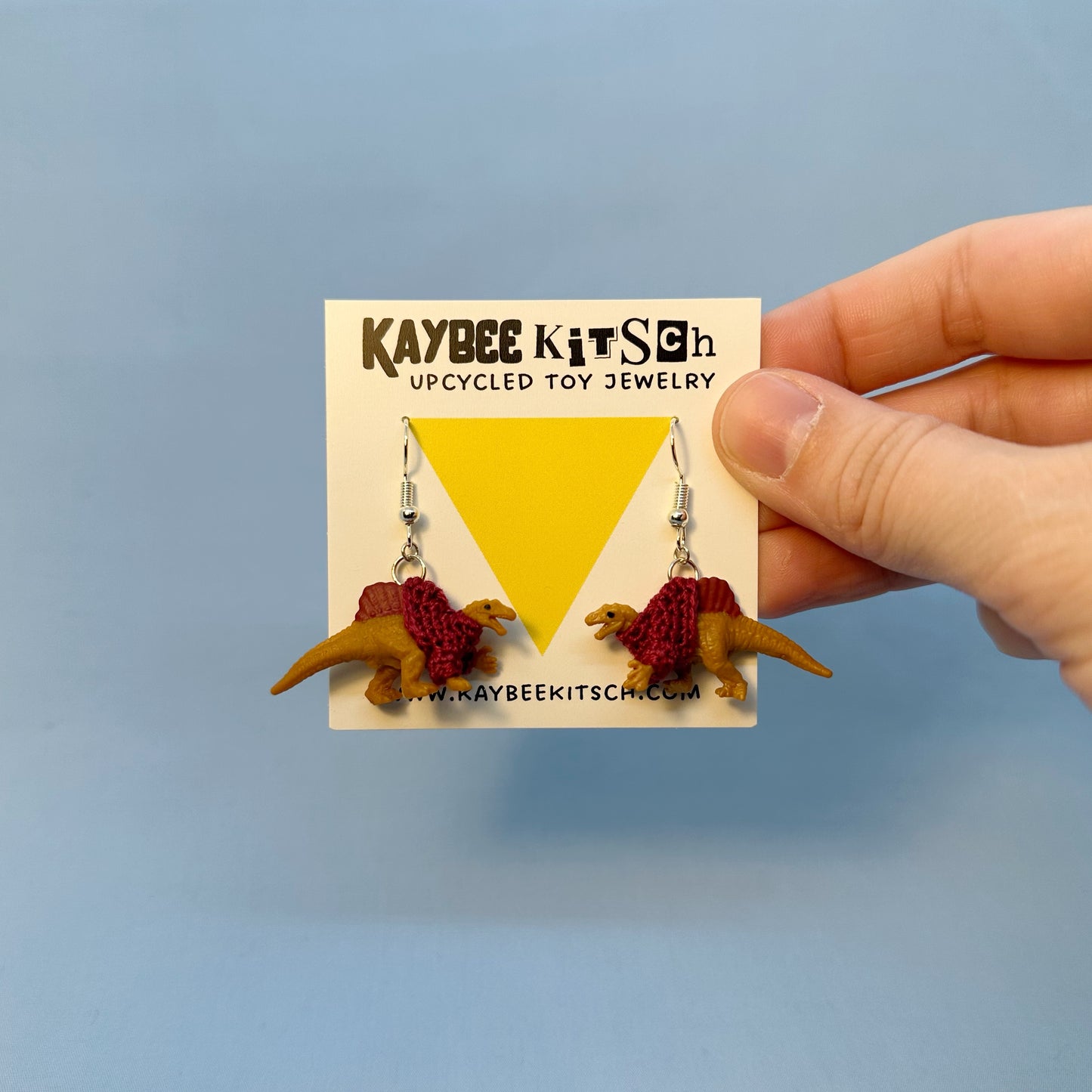 Back Fin Dinosaur Small "Sweater Friend" Earrings - Maroon Sweaters