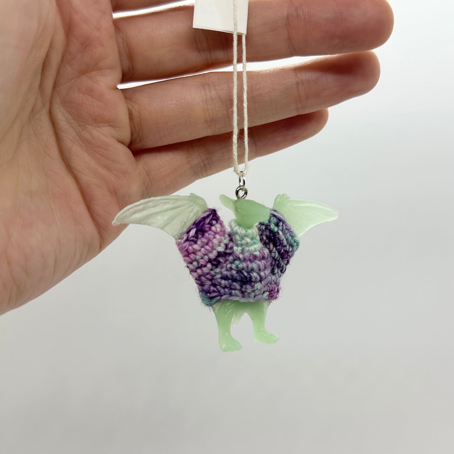 Dinosaur "Sweater Friend" Ornament - pterodactyl with Vaporwave sweater - glow-in-the-dark!