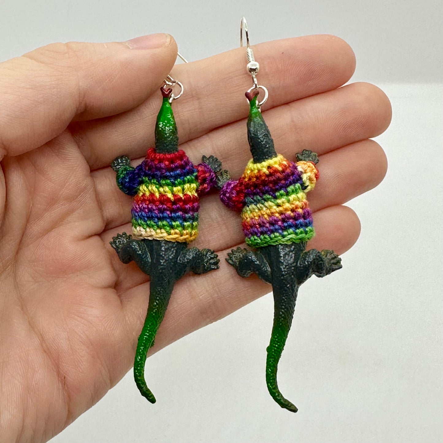 Lizard "Sweater Friend" Large Earrings - Rainbow Sweaters