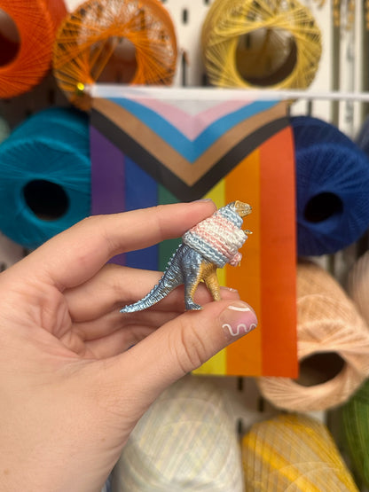 Pride Flag Dinosaur Figurines - Rainbow/Lesbian/Bisexual/Asexual/AroAce/Transgender/Non-Binary - upgrade into a key chain, car ornament, or magnet!