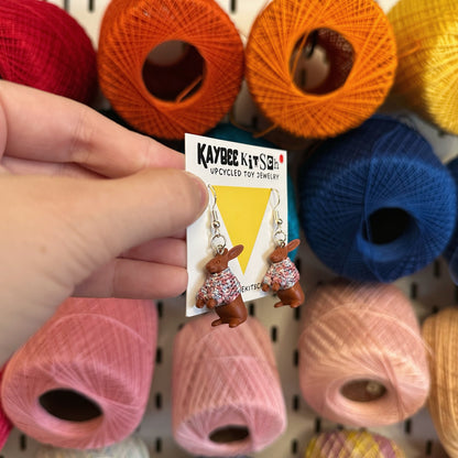 Bunny Small "Sweater Friend" Earrings - blue/pink/purple sweaters