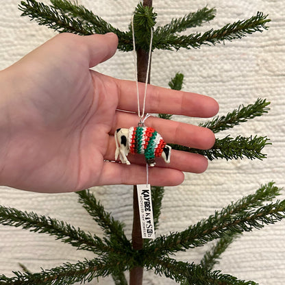 Holstein Cow "Sweater Friend" Ornament - Xmas sweater