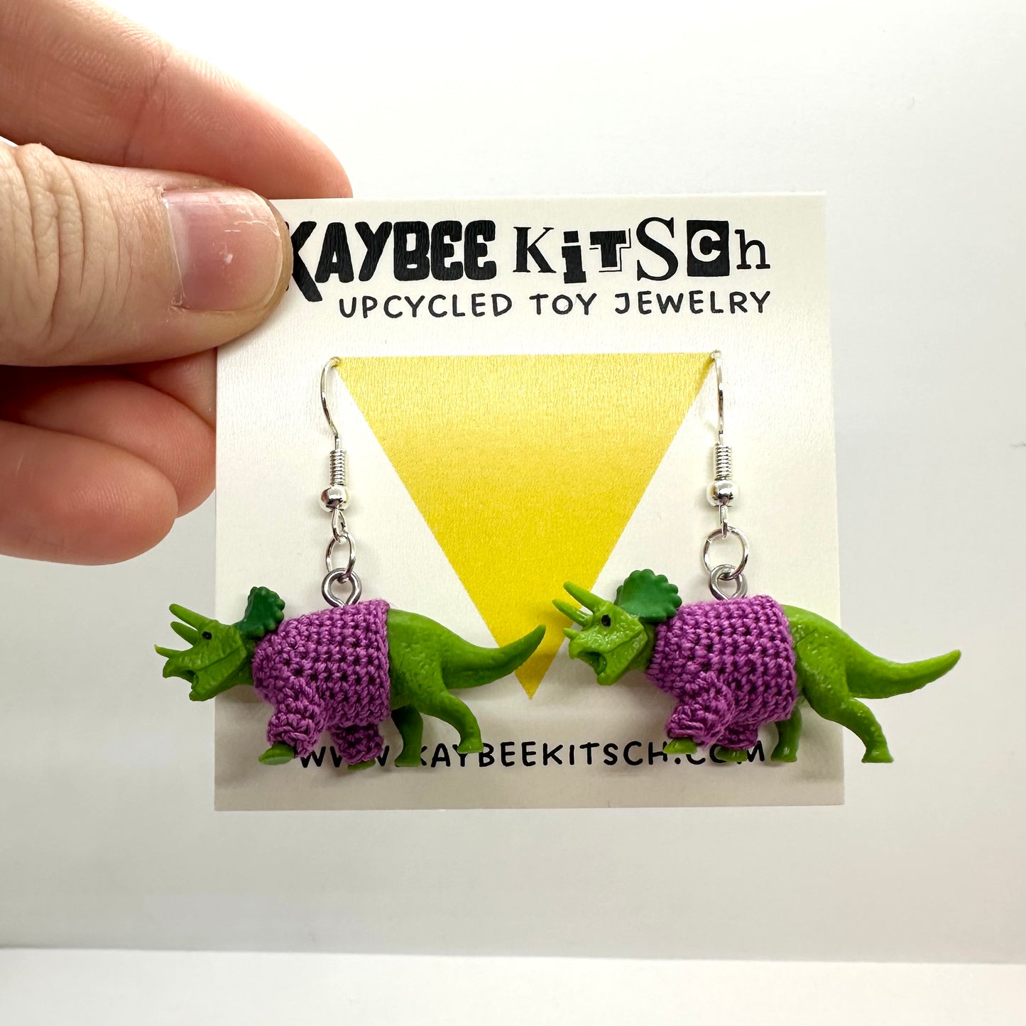 Green Triceratops Small "Sweater Friend" Earrings