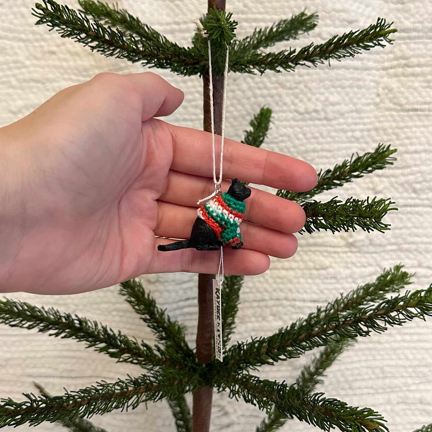 Black Cat "Sweater Friend" Ornament - Xmas sweater