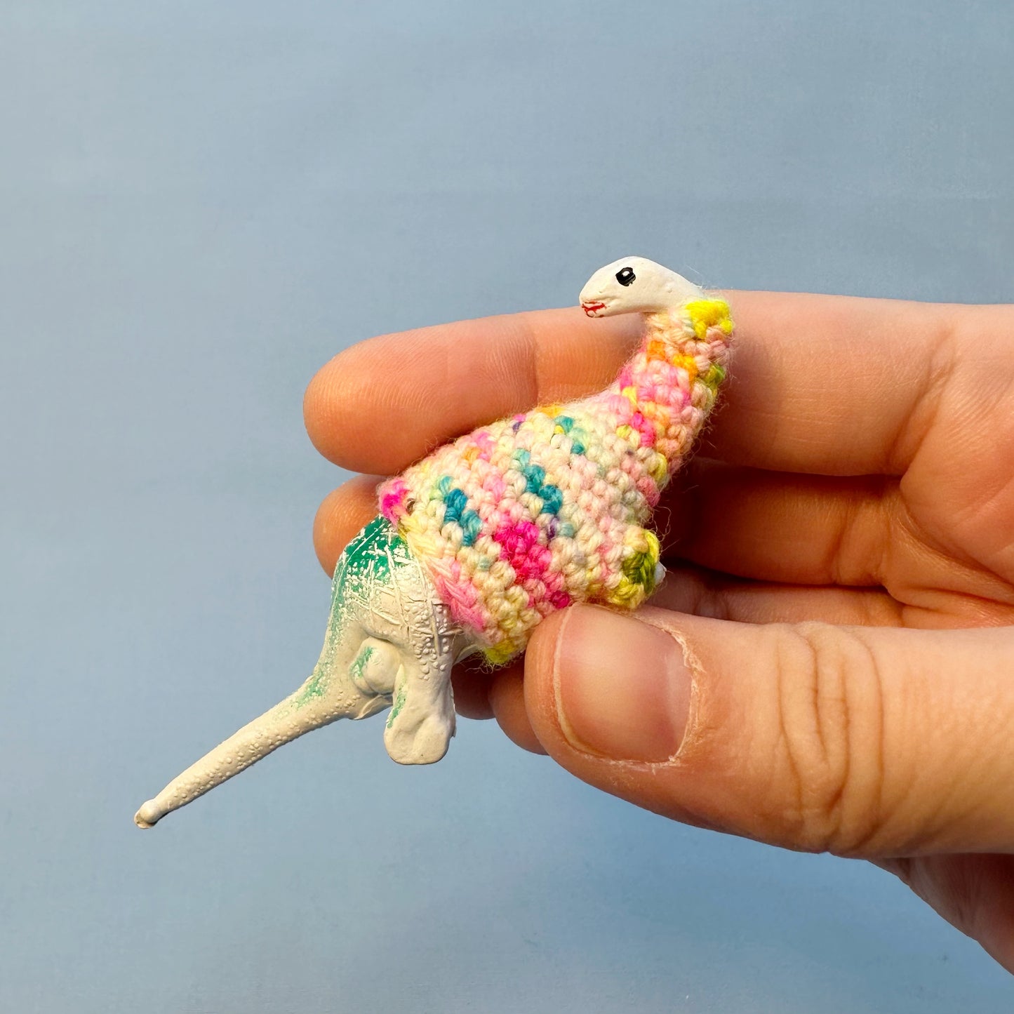 Long Neck Dinosaur "Sweater Friend" Figurine - Neon Sweater