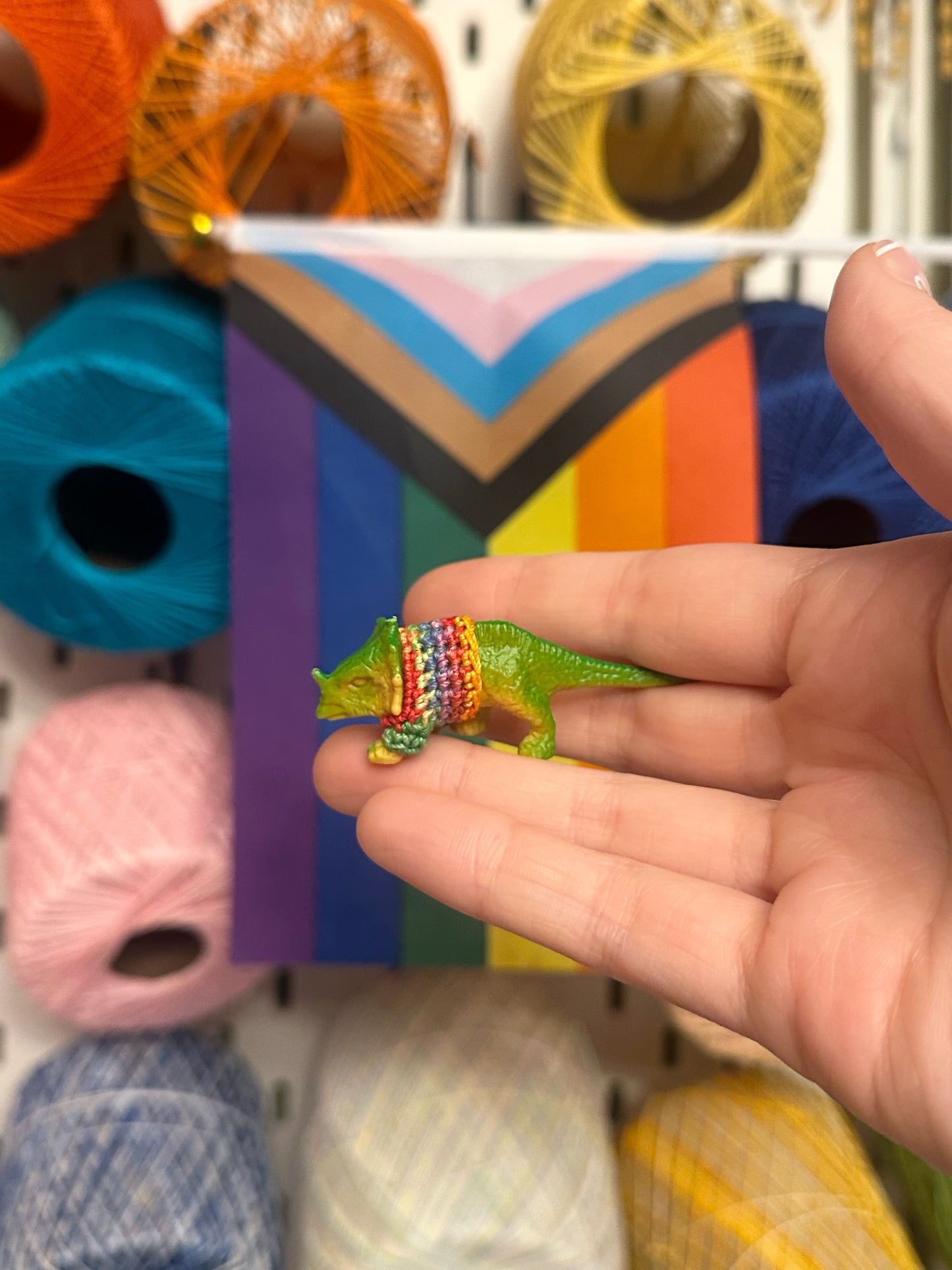 Pride Flag Dinosaur Figurines - Rainbow/Lesbian/Bisexual/Asexual/AroAce/Transgender/Non-Binary - upgrade into a key chain, car ornament, or magnet!