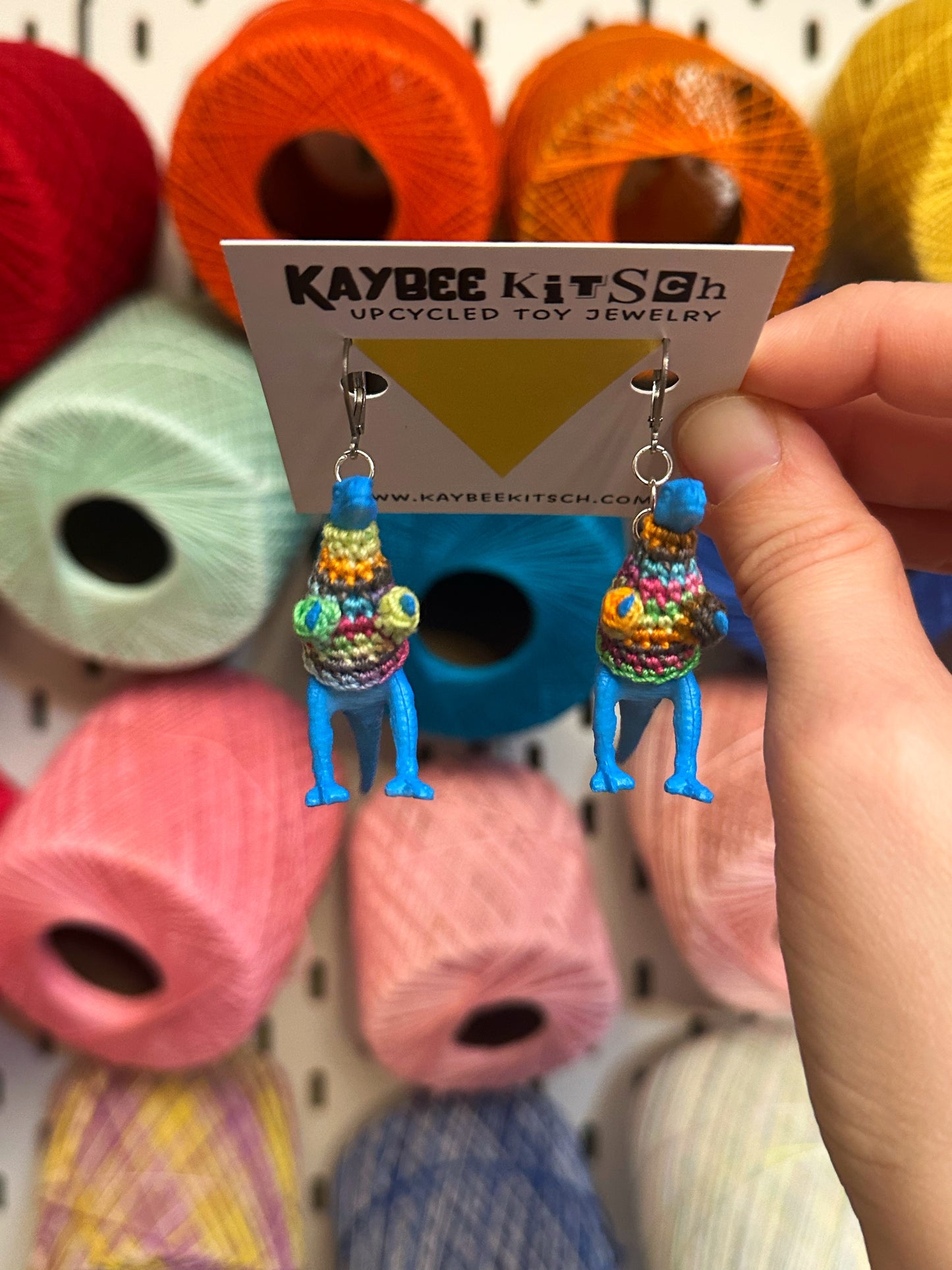 Blue Dinosaur "Sweater Friend" Earrings