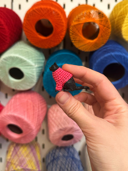 Black Cat "Sweater Friend" Figurine - upgrade into a magnet or key chain!