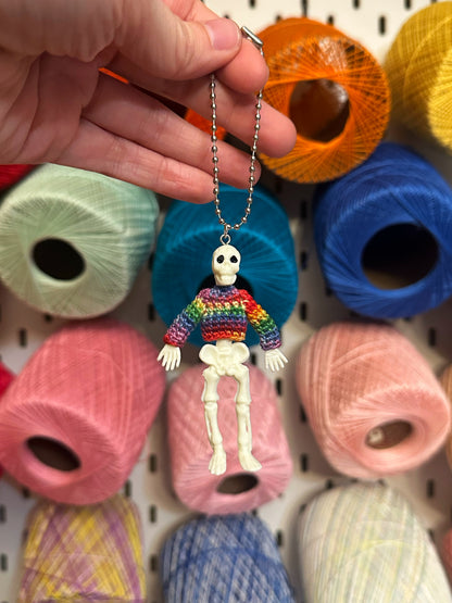Skeleton "Sweater Friend" Key Chain/Car Ornament