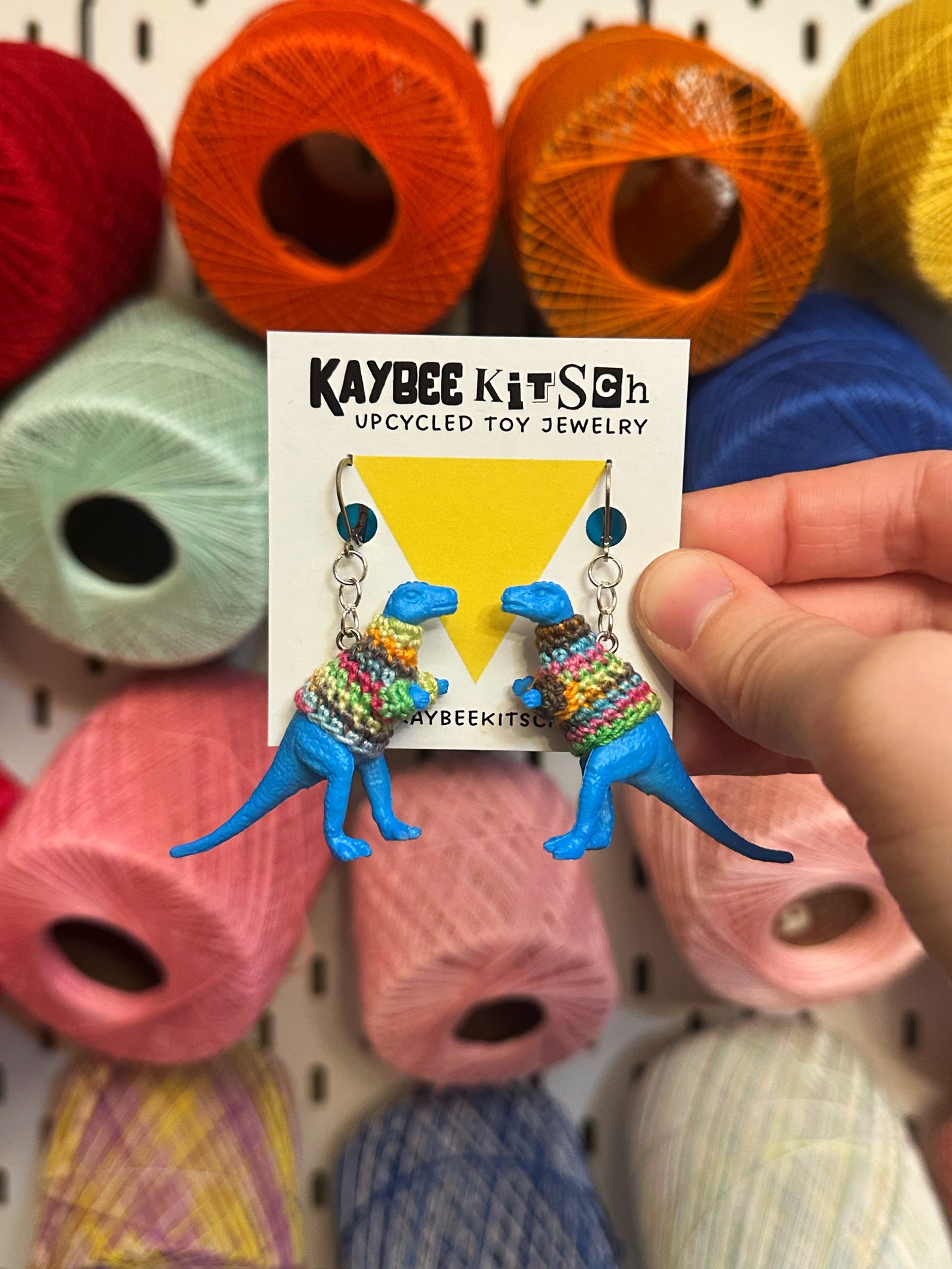 Blue Dinosaur "Sweater Friend" Earrings