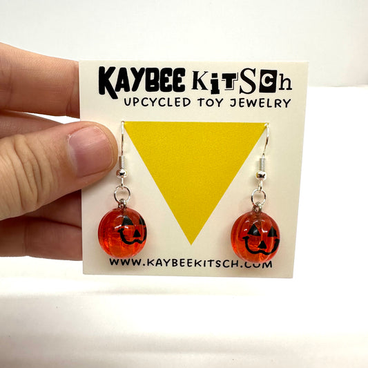 Jack-O-Lantern Earrings - Repurposed LED Lights