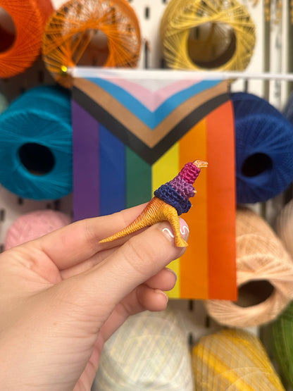 Pride Flag Dinosaur Figurines - Rainbow/Lesbian/Bisexual/Asexual/AroAce/Transgender/Non-Binary - upgrade into a key chain, car ornament, or magnet!