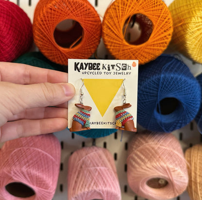 Bunny Small "Sweater Friend" Earrings - rainbow sweaters