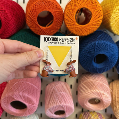 Bunny Small "Sweater Friend" Earrings - blue/pink/purple sweaters