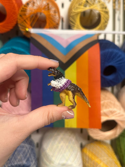 Pride Flag Dinosaur Figurines - Rainbow/Lesbian/Bisexual/Asexual/AroAce/Transgender/Non-Binary - upgrade into a key chain, car ornament, or magnet!