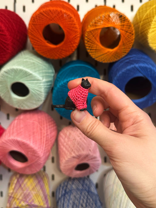 Black Cat "Sweater Friend" Figurine - upgrade into a magnet or key chain!