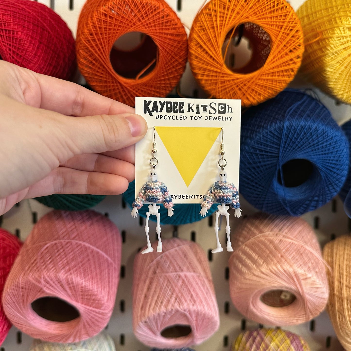 Skeleton “Sweater Friend” Earrings - trans sweaters