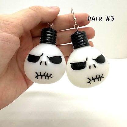 Jack Skellington Earrings - Repurposed LED Lights - Multiple heads!