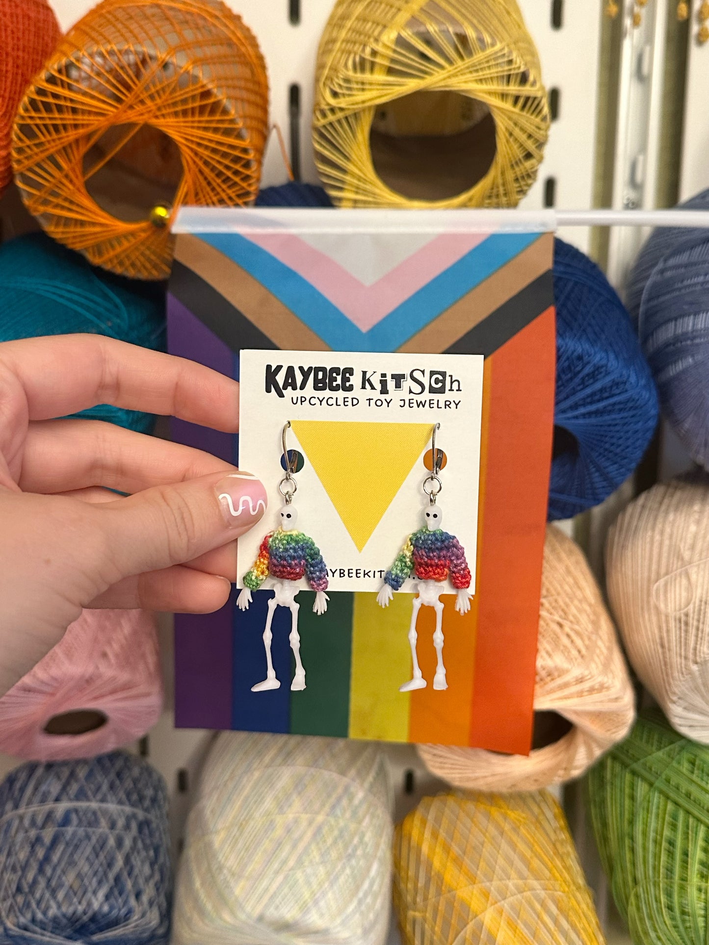 Rainbow Skeleton "Sweater Friend" Earrings