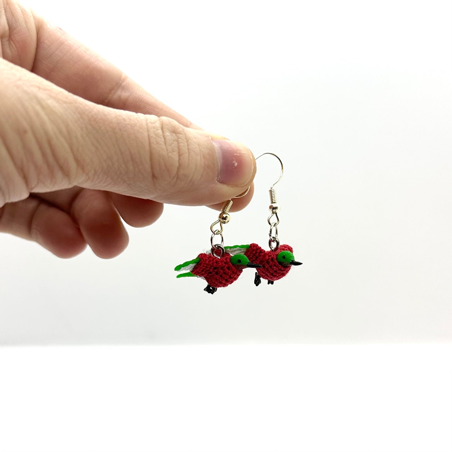 Green Hummingbird Small "Sweater Friend" Earrings - Red Sweaters