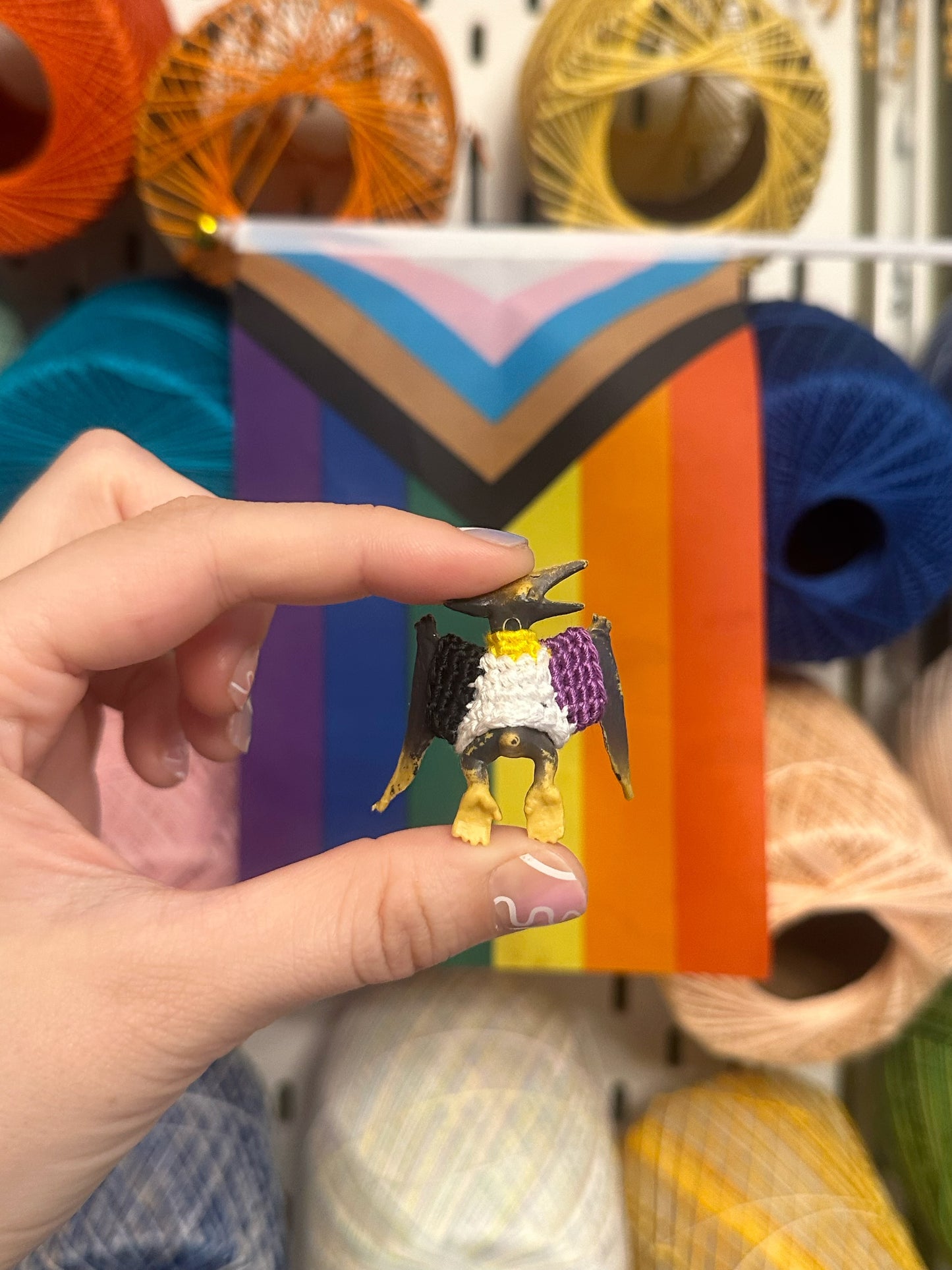 Pride Flag Dinosaur Figurines - Rainbow/Lesbian/Bisexual/Asexual/AroAce/Transgender/Non-Binary - upgrade into a key chain, car ornament, or magnet!