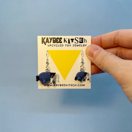 Cow Small "Sweater Friend" Earrings - Blue Sweaters