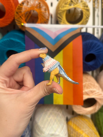 Pride Flag Dinosaur Figurines - Rainbow/Lesbian/Bisexual/Asexual/AroAce/Transgender/Non-Binary - upgrade into a key chain, car ornament, or magnet!