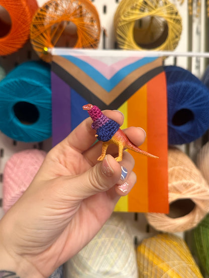 Pride Flag Dinosaur Figurines - Rainbow/Lesbian/Bisexual/Asexual/AroAce/Transgender/Non-Binary - upgrade into a key chain, car ornament, or magnet!