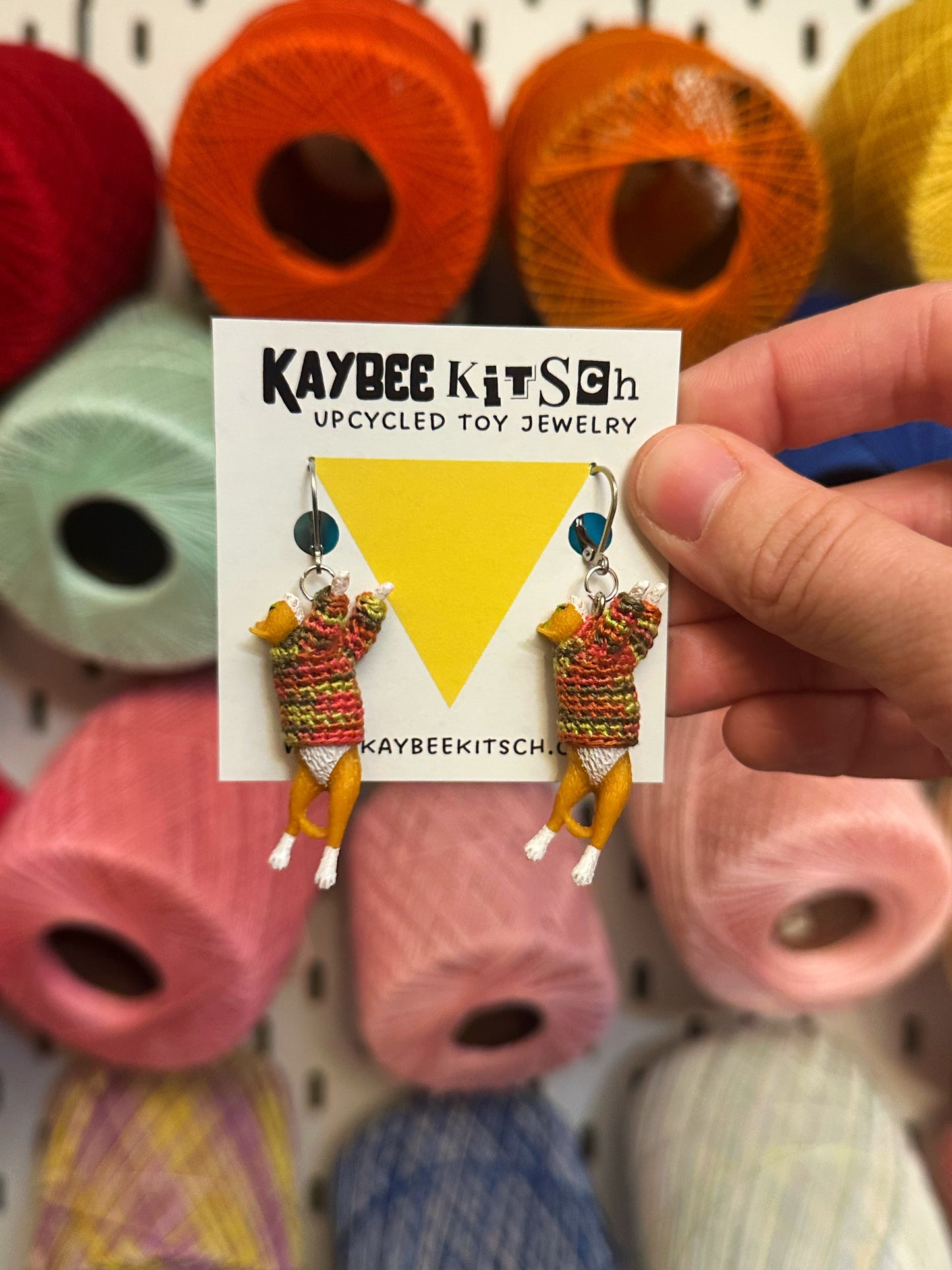 Orange and White Cat "Sweater Friend" Earrings