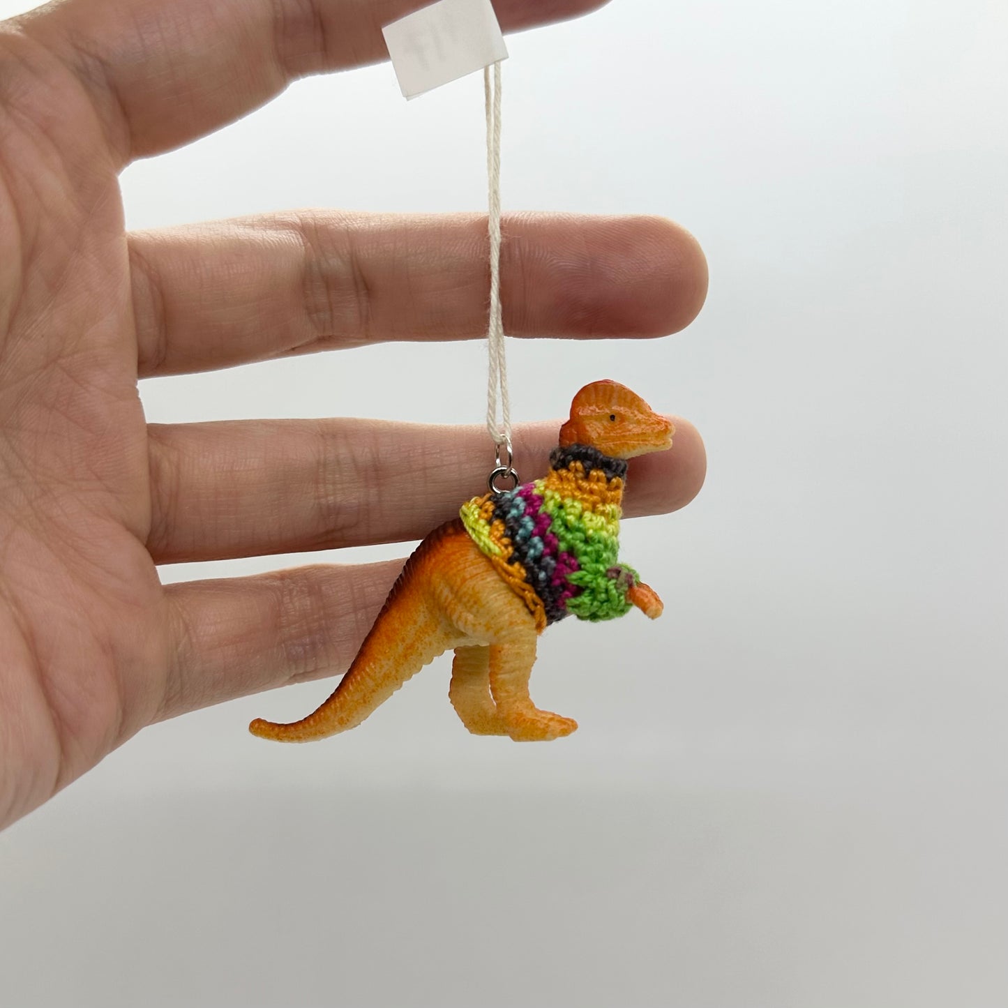 Dinosaur "Sweater Friend" Ornament - dilophosaurus with Blacklight sweater