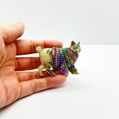 Gray Bobtail Cat "Sweater Friend" Figurine - Kaylee Sweater