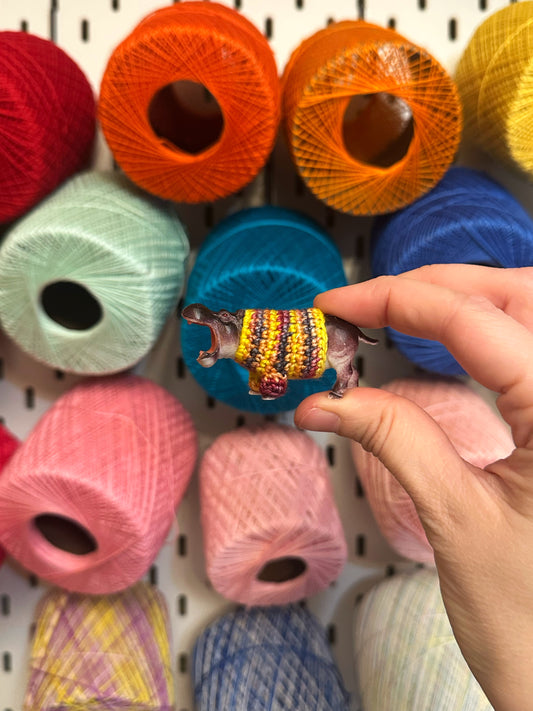 Hippo "Sweater Friend" Figurine - upgrade into a magnet or key chain!