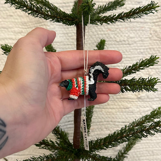 Skunk "Sweater Friend" Ornament - Xmas